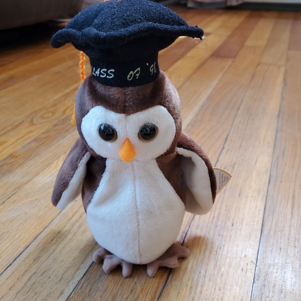 TY Beanie‎ Baby Wise the owl class of '98 vintage plush toy collectible